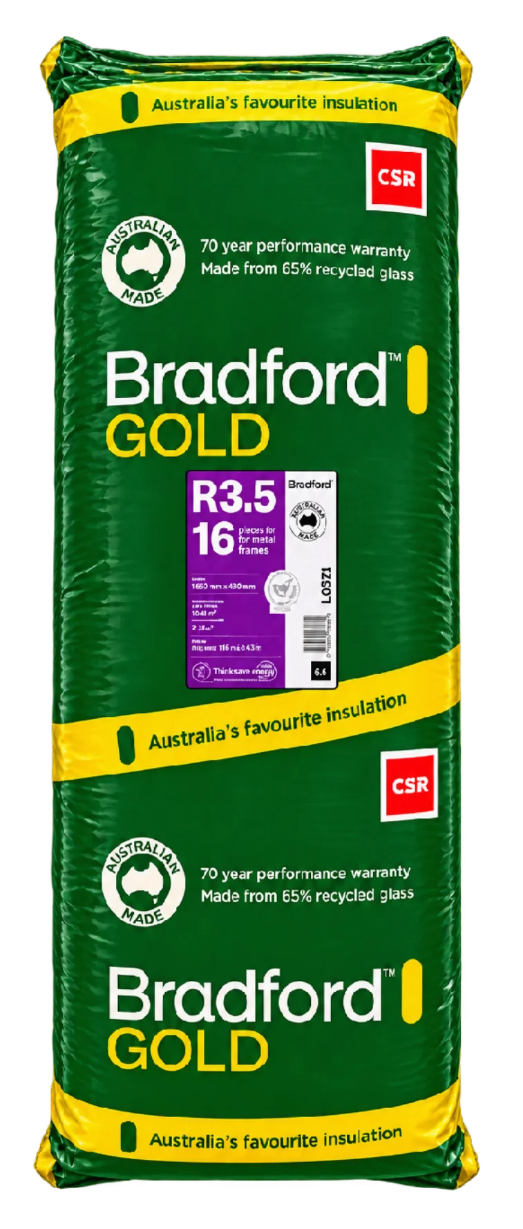 Bradford R3.5 Ceiling batts in green Bag
