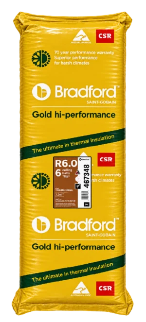 Bradford Gold R6.0 Ceiling Insulation Batts in gold bag