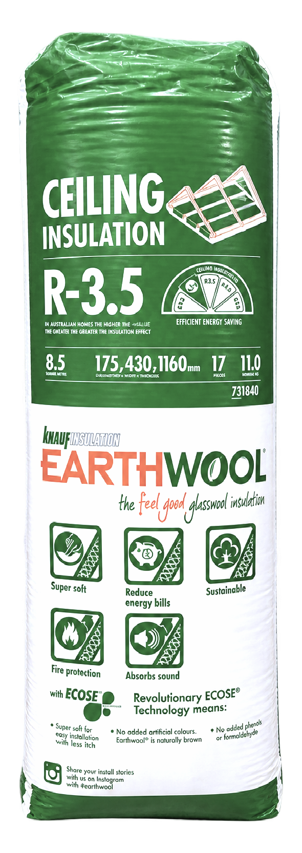 Earthwool R3.5 ceiling insulation pack