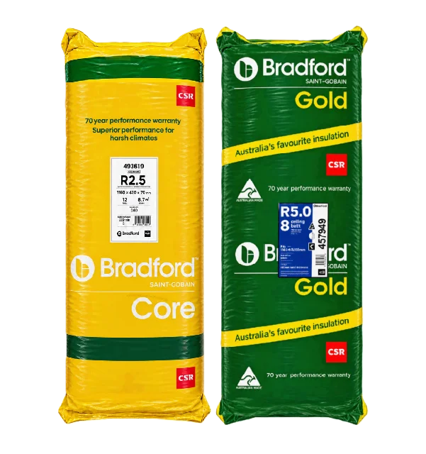 Bradford R2.5 wall and R5.0 ceiling insulation batts